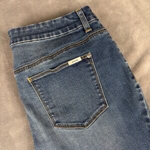 Chicos Platinum Ankle Jeans Women Blu Lace Embellished Distressed Cropped Size X